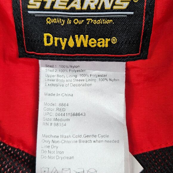 Stearns Jacket Mens M Multi-Guard Rain Parka Coat Red Nylon 8864 Dry Wear - Picture 10 of 13